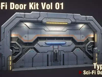 Sci-Fi Door Kit Vol 01-Type B-PBR Low-poly 3D model