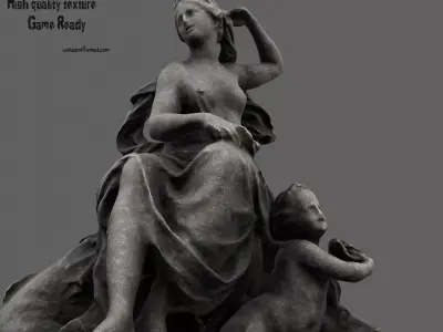 statue of woman on rock 3D model