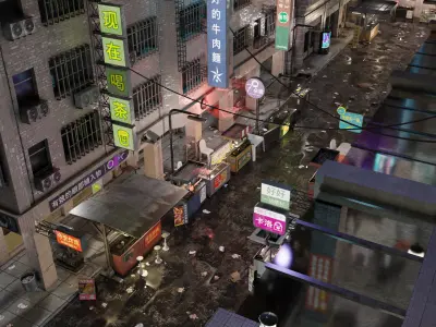 ULTRA DETAILLED Sci-Fi Cyberpunk Nightmarket Asian City Blender 3D model