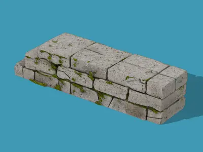 Old stone wall Low-poly 3D model