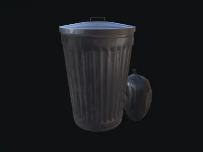 Trash Can Low-poly 3D model 18
