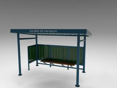 bus stop Low-poly 3D model