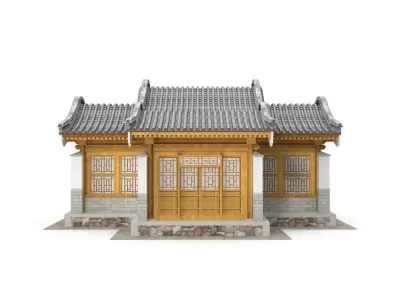 Chinese Architecture Distribution room 04 Low-poly 3D model