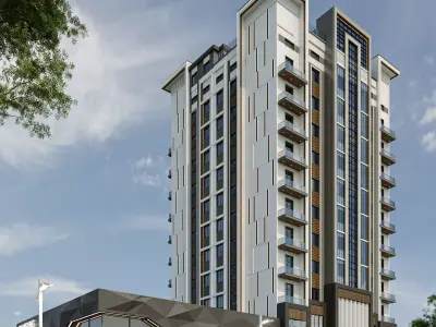 building with balconies and windows 3D model purchase