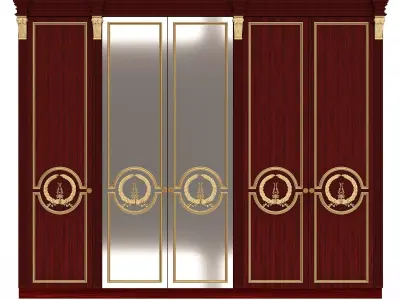 Classic Wardrobe Furniture 0402 Wood Low-poly 3D model