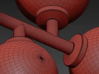Modern chandelier with balls hanging from it 3D model