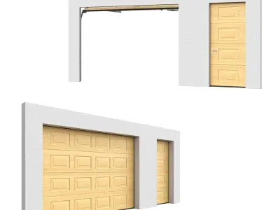 Sectional gates Hormann Wood open and closed 3D model