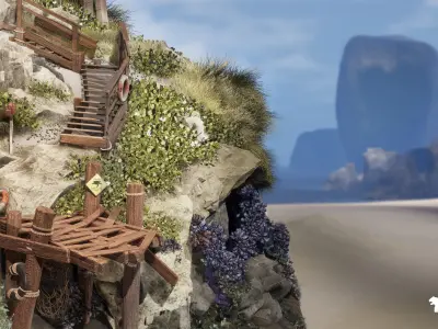 Tortuga Lighthouse Island Low-poly 3D model