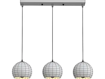 trioo pendant light with three glass globes hanging from ceiling 3D model