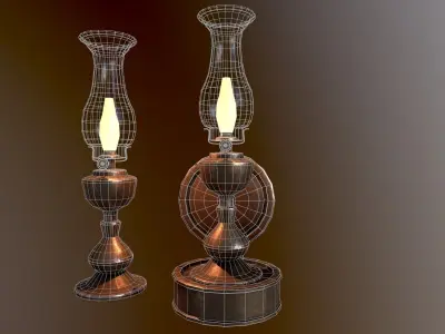 Old Wall Lantern Low-poly 3D model