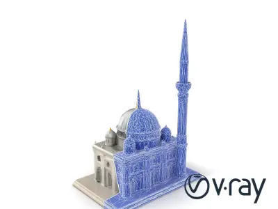 Majestic Mosque with Minaret and Dome Architecture model pack Low-poly 3D model