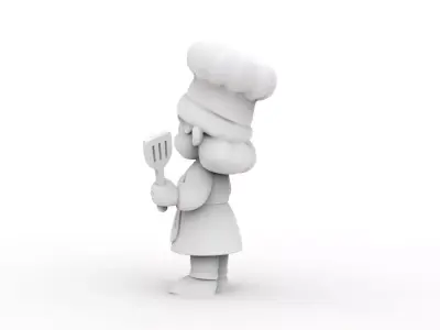 Cartoon Chef Woman 3D Printable 3D print model