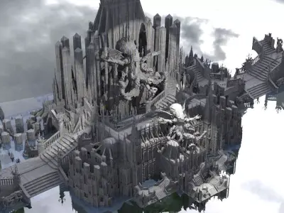 Secret Lovecraftian sect Sunken Cathedrals Kit bash 3D model