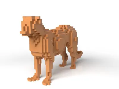 Leopard Minecraft Voxel Low-poly 3D model