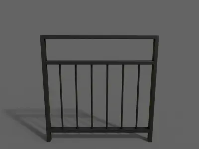 PBR Pedestrian Guard Rail Black V4 Low-poly 3D model