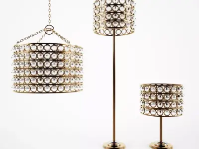 LIGHT SET chandelier with crystals 3D model
