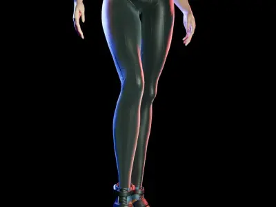 original 3D model cyberpunk-style woman Low-poly 3D model