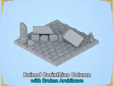 Ruined Corinthian Column with Broken Architrave 3D print model