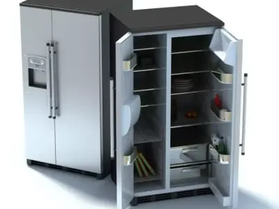 Grey Compact Refrigerator 3D model