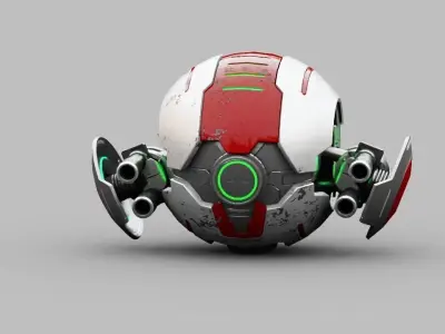 Ball Droid rigged- animated character 3D model