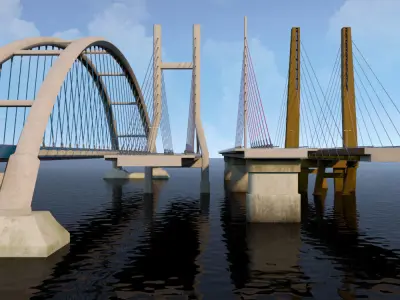 Suspended water road bridge pack collection 3D model