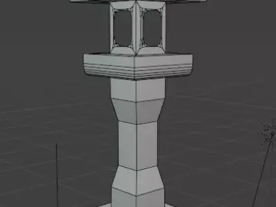 Stone Post Lamp or Street Lamp 3D model