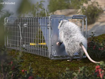  Opossum Trapped with Bait Inside Fur 