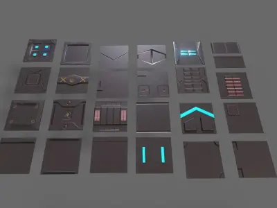 SCI - FI Panels 2 Low-poly 3D model