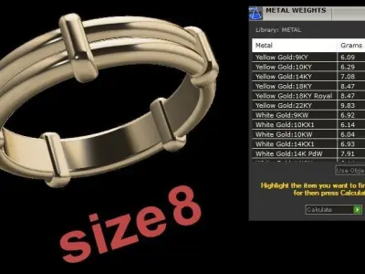 Rope Style Fashion Band Ring Size8 3D print model