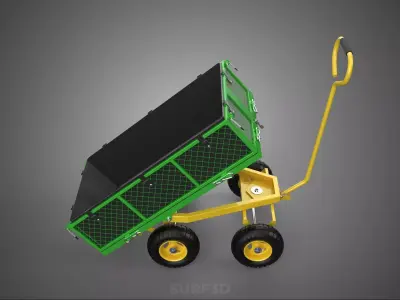 TIPPING TIPPER BED WAGON CART TROLLEY TRAILER MESH CLOTH POCKET 3D model