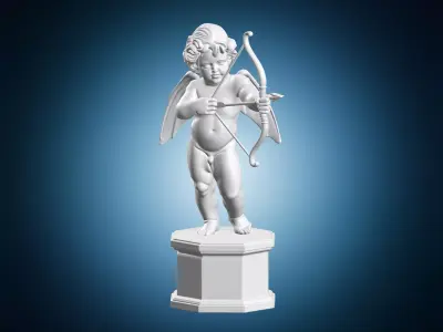 Cupid Angel Statue Bow and Arrow 3D print model