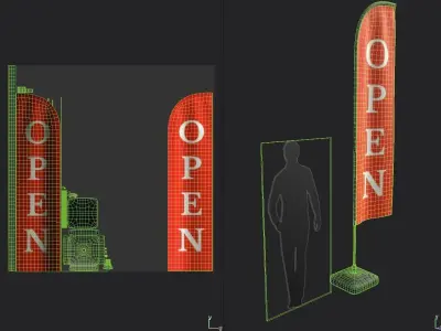 Banner Flag 01 Low-poly 3D model