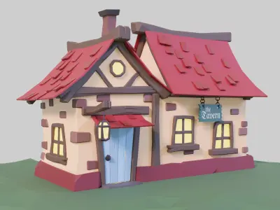 Low poly tavern Low-poly 3D model
