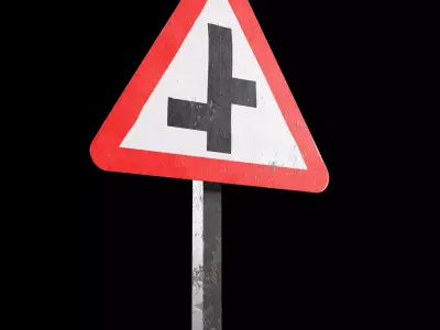 Staggered intersaction Roadsign Low-poly 3D model