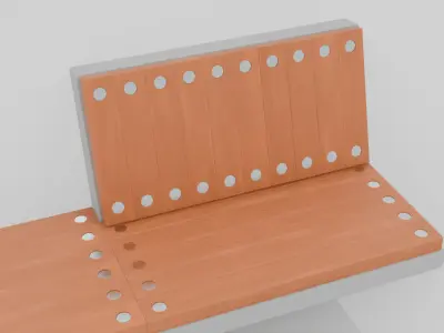 Outdoor Wooden Bench 15 Low-poly 3D model
