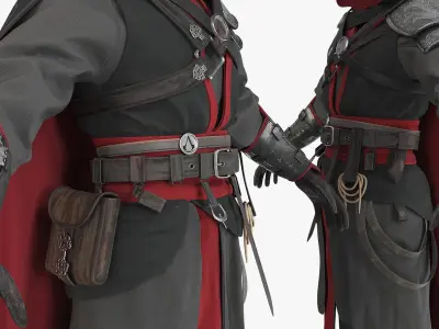  Eastern Shadow Assassin Outfit with Hooded Cape Black 