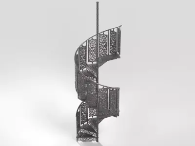Ornate Wrought Iron Spiral Staircase Low-poly 3D model