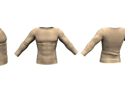 Mens Long Sleeves Stretch Top Low-poly 3D model