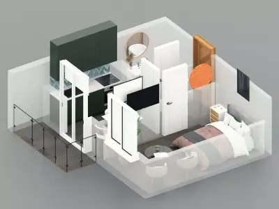 Small apartment floor plan Free 3D model