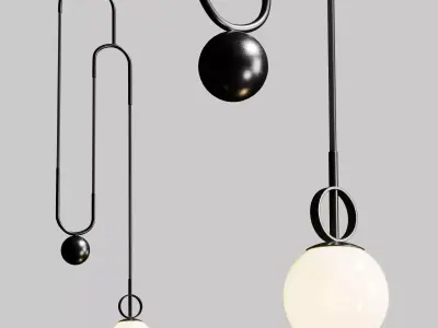 Glass ball pendant lamp Low-poly 3D model