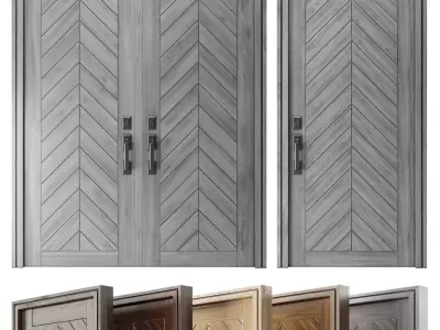 Modern  Wood Door Set 03  Low-poly 3D model