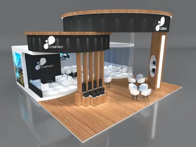 3D Exhibition Booth Stand Stall 9x9m Height 500 cm 3 Side Open 3D model
