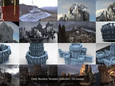 Celtic Boudica Temples Collection 3D Model Pack