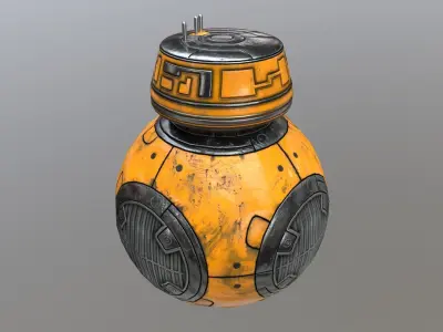 Star Wars BB-9E Robot Droid Yellow Low-poly 3D model