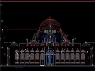 Mosque With Autocad Working Drawings 3D model
