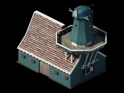 Different dimension - building - big windmill 02 3D model