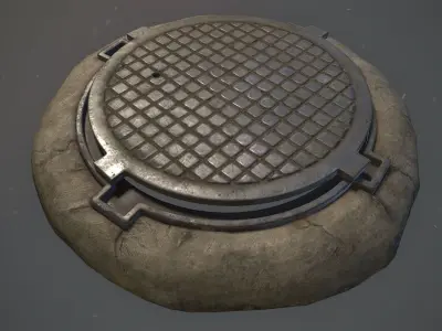 Sewer Hatch Pack 1 LODs Three Texture Options Low-poly 3D model