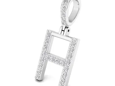 Alphabet H-letter single row pendant 3D print model