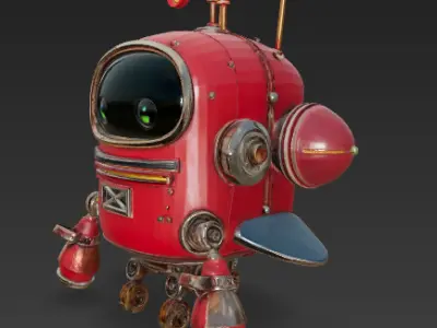 Retro Red Robot  Stylized 3D Character 3D model