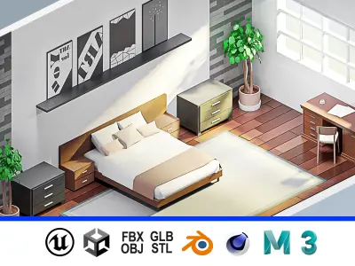 Room 15 Low-poly 3D model